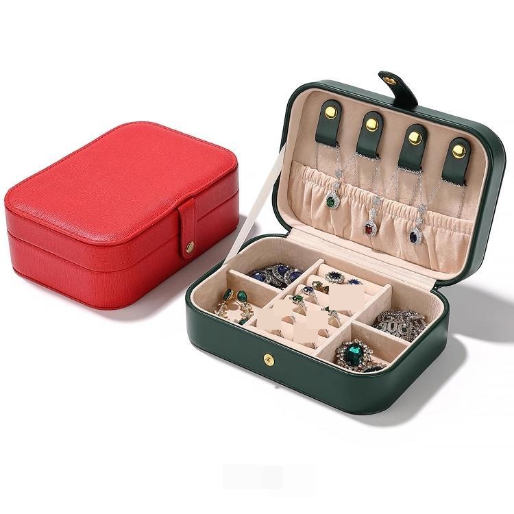 Green round travel jewelry case