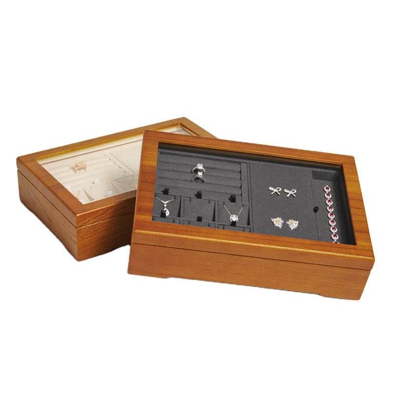 Wood fingerprint jewelry safe open view