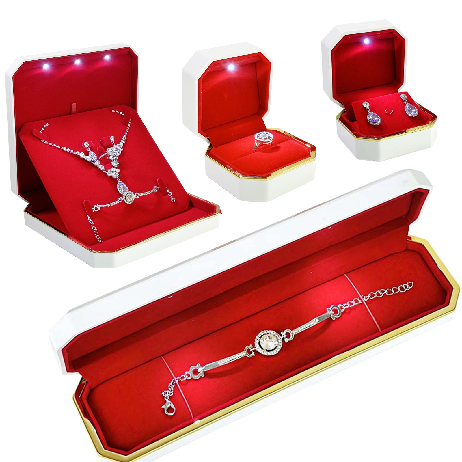 Pink ring box with packaging set